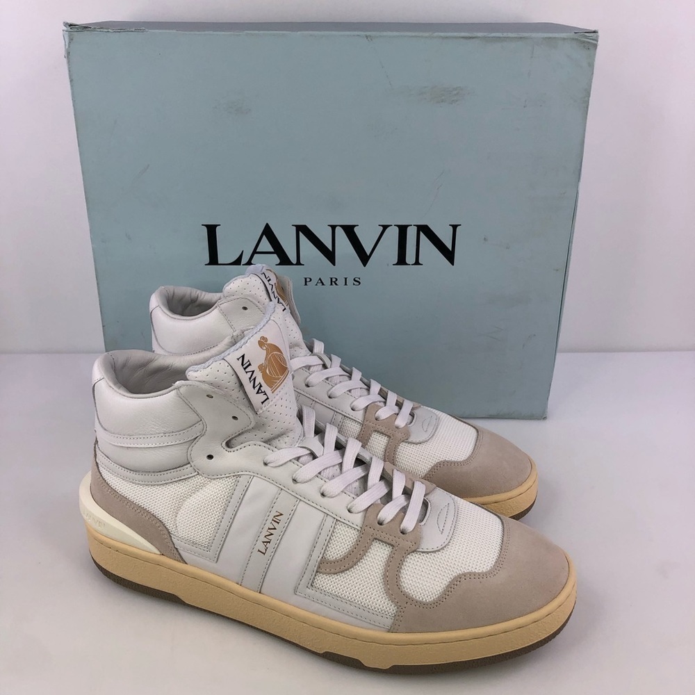 Lanvin Tennis High Top Clay Nash Sneakers Whlte 44 (US 11)